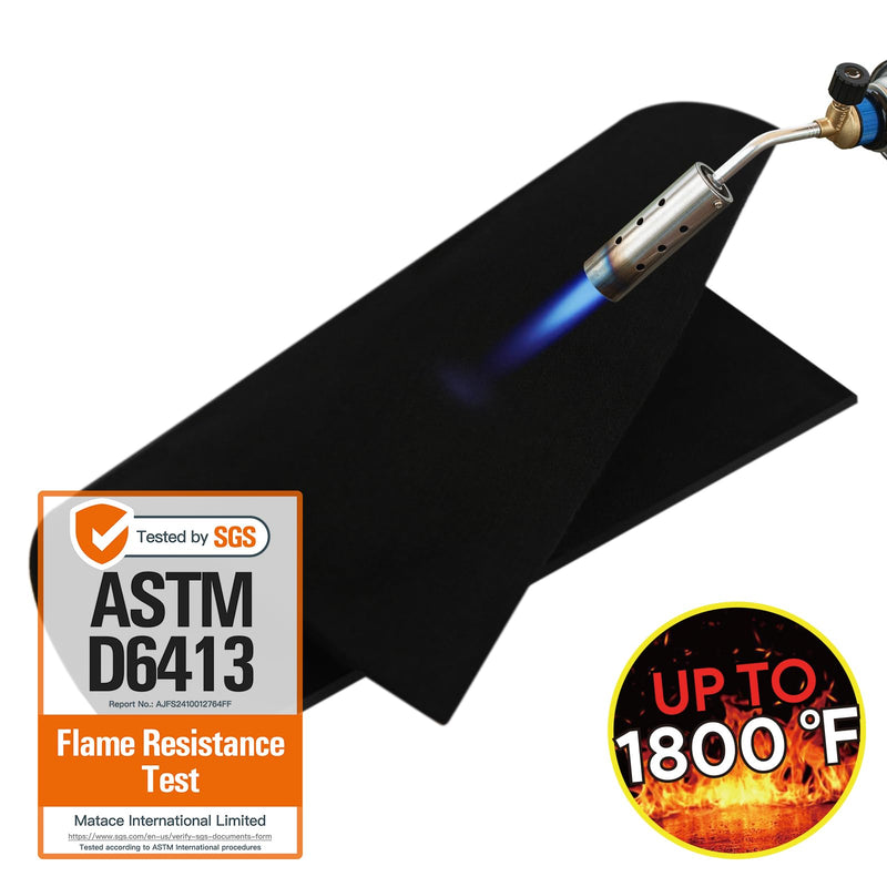 Matace 2 Pack 12x14 Inch Fireproof Welding Blanket & Pad, 5mm Thickened Fire Resistant Carbon Felt Cloth, Flame Retardant Fabric for Stove Wick, Heat Shield for Soldering, Firepit, Smoker, Black 12x14" 2 Pack 1/5 Inch (5mm)