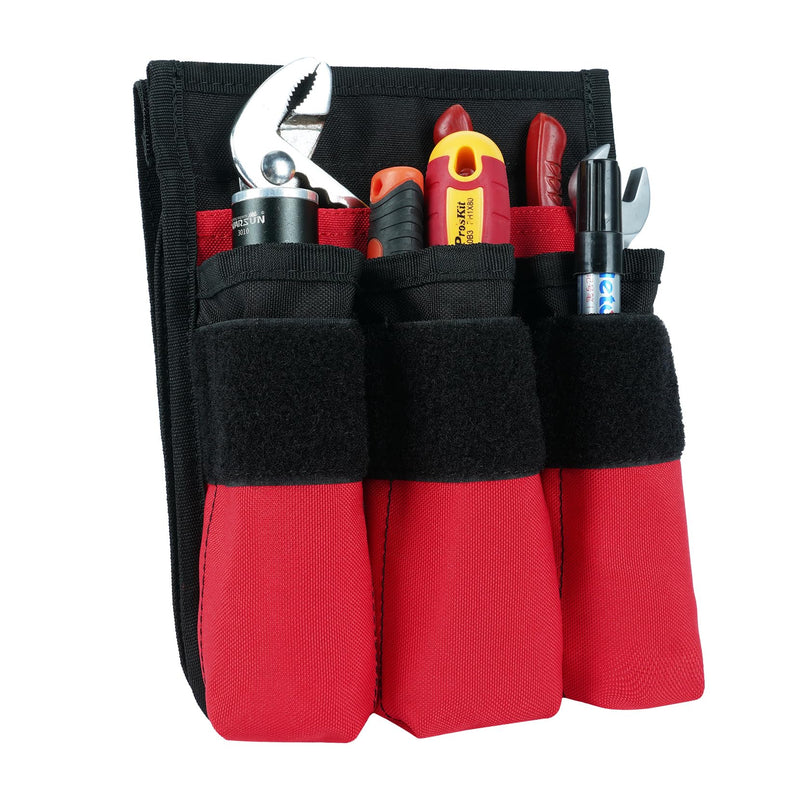 MELOTOUGH 7-Pocket Firefighter Tool Pouch with Carry Handle and Flap, Fits in Bunker Gear Pocket, Tool Organizer Red