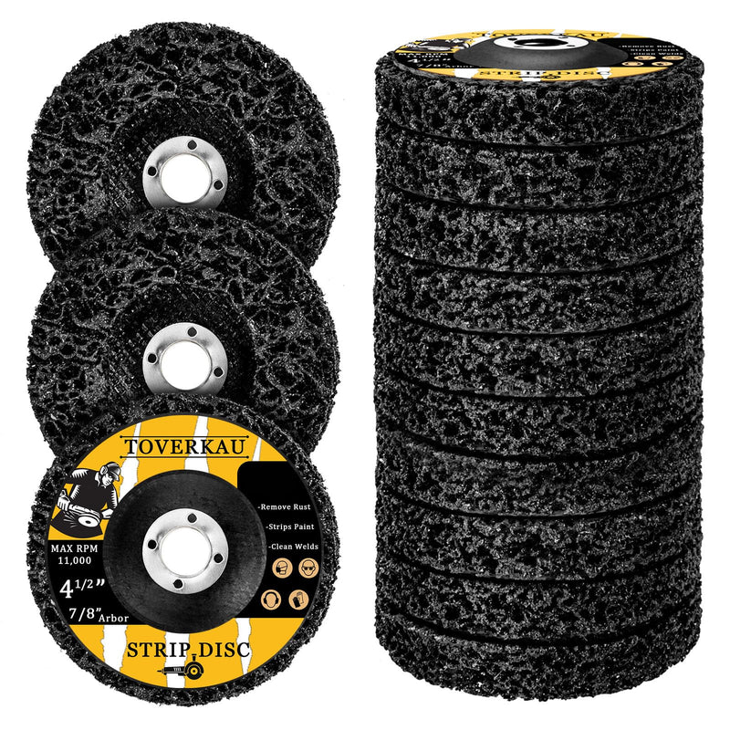 10 Pack 4.5 inch Strip Discs for Angle Grinder, Wire Stripping Wheel Paint Remover for Metal Surfaces, Abrasive Wheels Grinding Discs for Rust Welds Oxidation (4-1/2" x 7/8"), Black 4.5‘’ 10