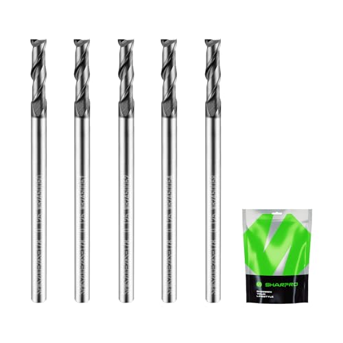 1/8'' Shank Carbide End Mills, 2 Flute Square End Mill Bits (5PCS) 1/8 in(2 Flute) 5
