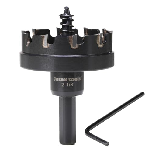 Tungsten Carbide Tipped Hole Cutter, 2-1/8 inch TCT Hole Saw, Oxided Coating with Tri-Flat Shank, 5mm Hole Depth Heavy Duty, for Stainless Steel, Mild Steel, Iron, Copper, Brass, Plastic 54mm | 2-1/8" Single Pack