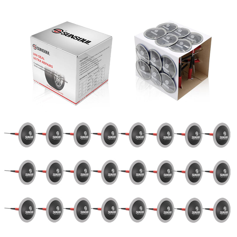 SUNSOUL 24pcs Combination Repair Unit,Tire Repair Patch Plug 0.30” x 2”,Tire Patch Plug Kit,Mushroom Tire Plug Patch for Car Motorcycle Truck Bus 0.30 x 2.00 Inch