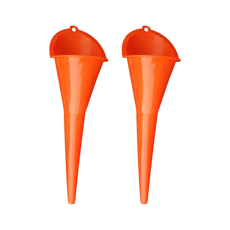 2PCS Long Neck Oil Funnels, Multi-Purpose Spill Saver Funnel, Plastic Funnel for Filling Automotive Oils Lubricants Engine Oils Water Diesel Fuel Kerosene and Other Liquids (2 Orange) 2 Orange