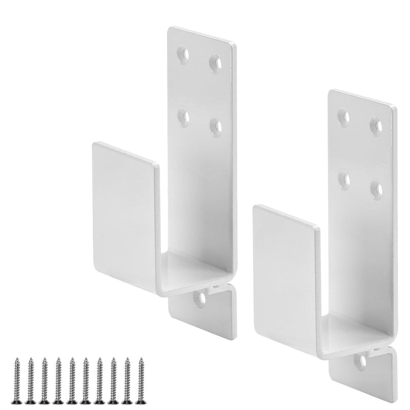  [AUSTRALIA] - 2x4 Door Barricade Brackets, Set of 2 Heavy Duty Carbon Steel Door Bar Brackets for Home Security, Door Lock Brackets for Warehouse Basement Barn Garage 2 PCS White
