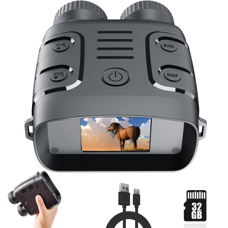 Night Vision Goggles, 2K Video Clarity, 10X Digital Zoom, 2.4" TFT Screen, 850nm Infrared Light, 32GB Storage, Rechargeable Battery, Outdoor Adventures, Camping, Travel