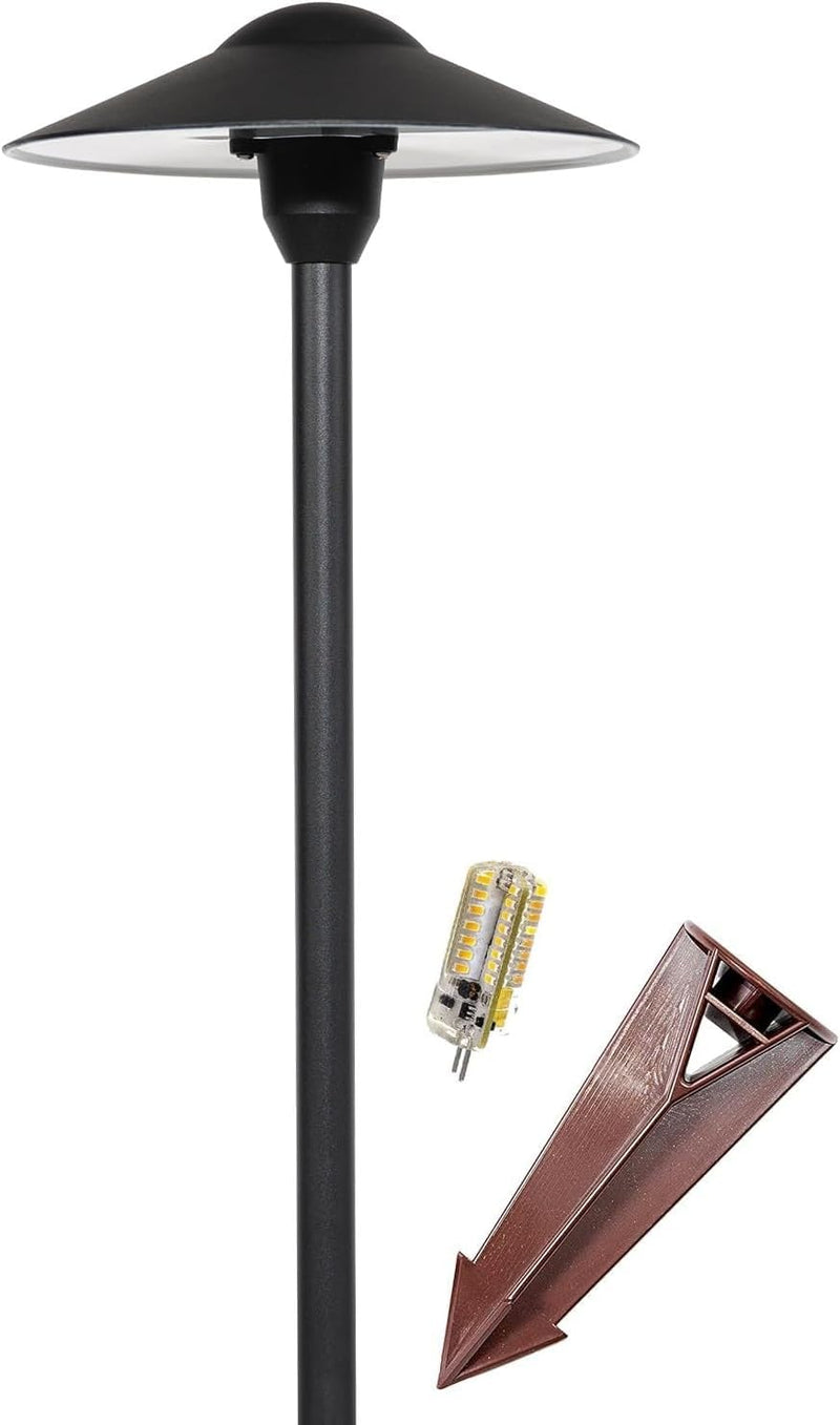 LED Pathway Lights 131 - Heavy Duty Metal Low Voltage Landscape Lighting, 12V Driveway Lights Outdoor Walkway Garden Pathway Lighting with Warm White G4 3.5W 2700K LED Bulb, Ground Stake & Connectors