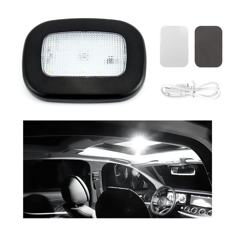 Car Interior Ceiling Roof Lights, Magnetic Rechargeable USB Wireless Dome Lamp, LED Auto Map Reading Light Cover for Insider Roof Ceiling, Universal Car Accessories (Black) Black