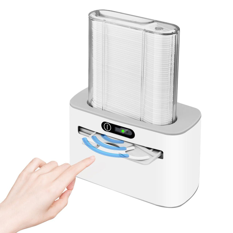 Smart Touchless Floss Pick Dispenser with Sensor - Refillable and Rechargable with 2 Cartridges (100 Picks) - Innovative and Hygienic Floss Pick Holder (Light Gray) Light Gray