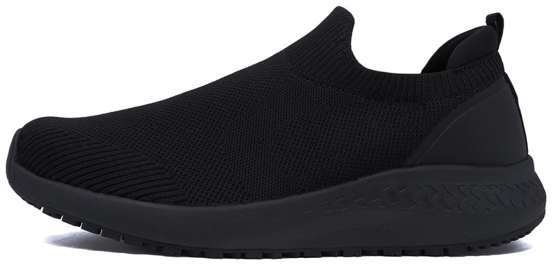 Women's Non Slip Work Shoes Food Service Waterproof Slip-Resistant Chef Shoe for Kitchen Restaurant Hospital Staff Lightweight Walking Sneakers with Easy-Clean Slip-On Design 7 All Black