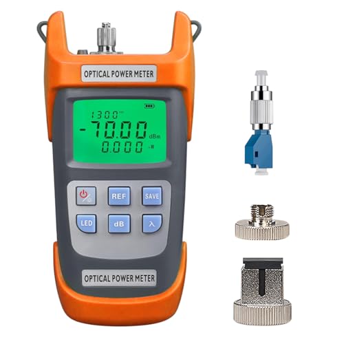 Fiber Optical Power Meter with SC FC Connector, -70~10dBm, 10 Optic Wave Length, Optic Test Equipment for CCTV Communication Engineering (Orange) Orange 1