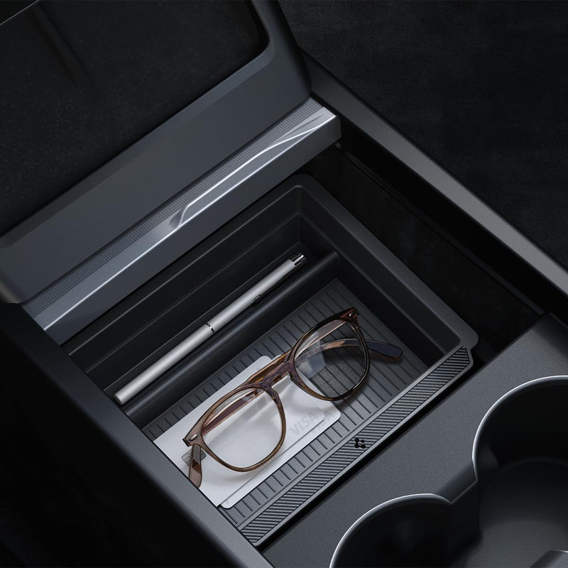 Spigen Center Console Organizer Tray(Carbon Edition) Designed for Tesla Model 3 2024 Refresh with Smooth Slide Technology