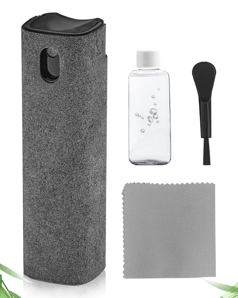 Screen Cleaner Spray and Wipe Touch Screen Cleaner Cleaner iPad Cleaner for iPhone Computer Laptop Tablet MacBook Tesla Display Cell Phone Eyeglasses（Grey） Grey