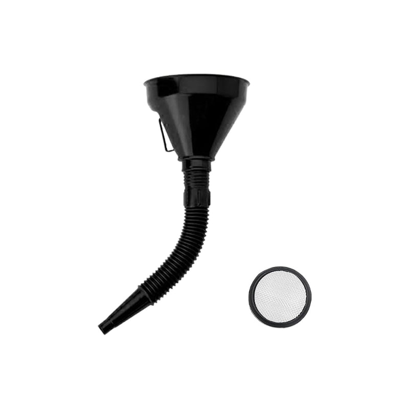 Wide Mouth Oil Funnel with Handle, Automotive Flex Funnel with Flexible Spout Extension Nozzle Hose Mesh Screen Filter for Cars Motorcycles Engine Oil, Liquid, Diesel, Kerosene, Gasoline 1 Black
