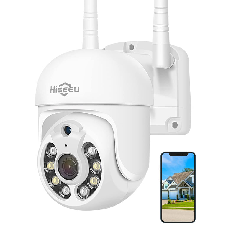 Hiseeu Wireless Security Camera 5MP WiFi Camera PTZ Camera Outdoor Motion Tracking Color Night Version, Cord Power, No-Monthly Fees Works with Wireless Camera System