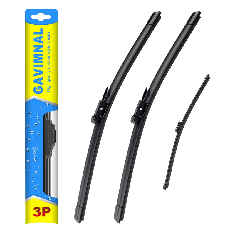 Gavimnal® 26"+22"+11" Silicone Wiper Blades Replacement For Ford Explorer 2011-2023,Ford Police Interceptor Utility 2013-2023,All-Season Front Rear Windshield Wiper Blades(Set of 3) 26"+22"+11"(Pinch Tab Arm)