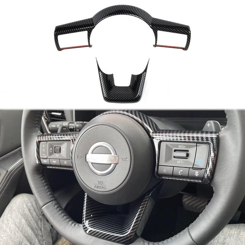 Carbon Fiber Steering Wheel Cover Molding Trims for Nissan Pathfinder 2022-2025 for 2021-2024 Rogue