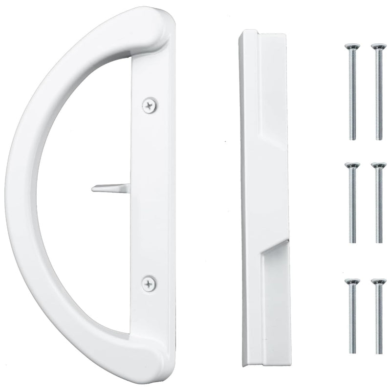 HOME MASTER HARDWARE Patio Sliding Glass Door Handle Set, Non-Keyed Sliding Patio Door Handles Replacement, White Diecast Slider Door Handle Fits 3-15/16 Hole Spacing for Mortise Style,1 Set