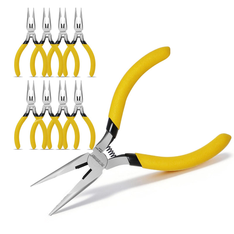 BOOSDEN 5" Needle Nose Pliers-10 Pack, Jewelry Pliers Set with Side Cutter, Mini Fine Tip Precision Pliers for Jewelry Making, Electronics, Craft, Beading - Bulk Classroom Set for Teachers & Hobbyists 5''-10 pack