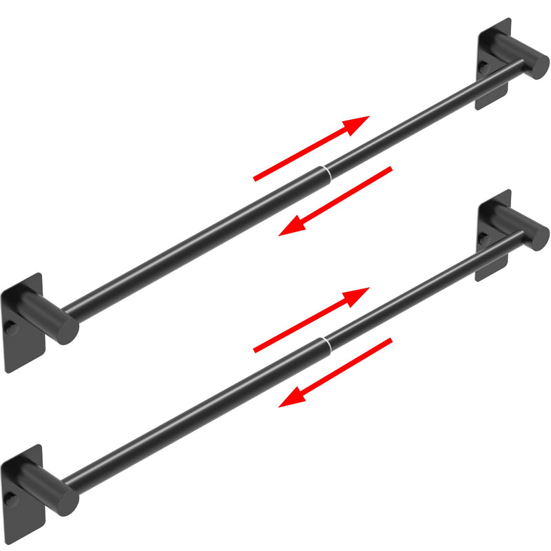Towel Bar, 14inch to 25inch Adjustable Towel Holder Rod, Self Adhesive Wall Mounted Hand or Body Towel Rack for Bathroom Kitchen, Stainless Steel Organizer Single Bar (Matte Black, 2 Pack) Standard Length–black