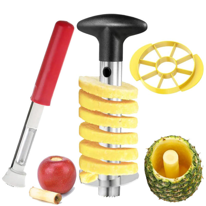 Premium Fruit Corer Set - Effortless Core Removal for Apples, Pears, and Pineapples - Upgraded Stainless 2 In 1 Corers, Pineapple Corer and Slicer Tool,Easy to Use and Clean