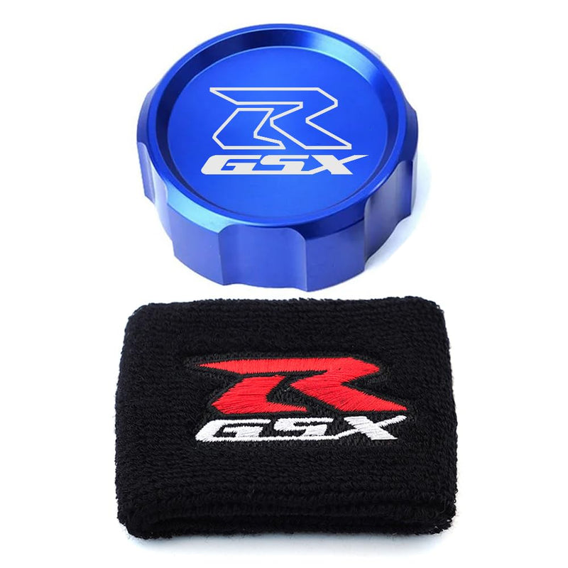 MOWOK For Suzuki GSX-R Gsxr 600 750 1000 GSX-R750 gsx-r600 gsxr1000 Motorcycle CNC aluminium alloy Front Brake Fluid Reservoir Protection Cover and Reservoir cap sock (Blue) Blue