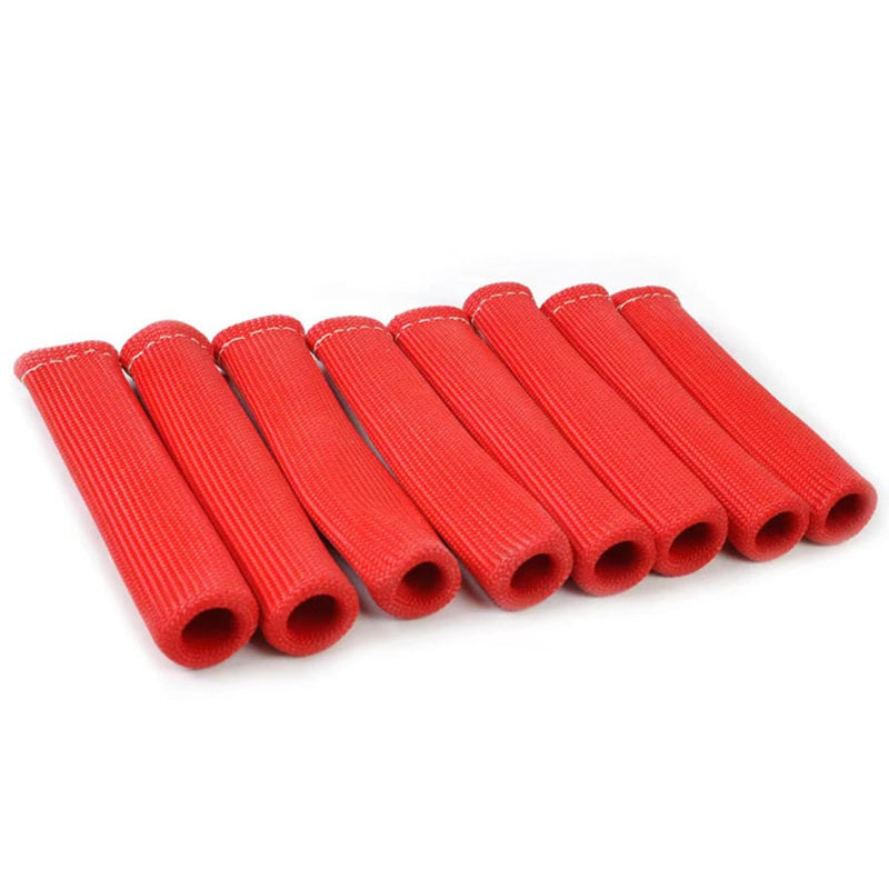 Spark Plug Wire Boots Protector Sleeve, 2500 Degree Spark Plug Wire Heat Shield Sleeve Cover for SBC BBC 350 454, 6 Inch Spark Plug Wire Heat Insulation Cover Wrap for Car Truck (Red, 8PCS) 8PCS/Red