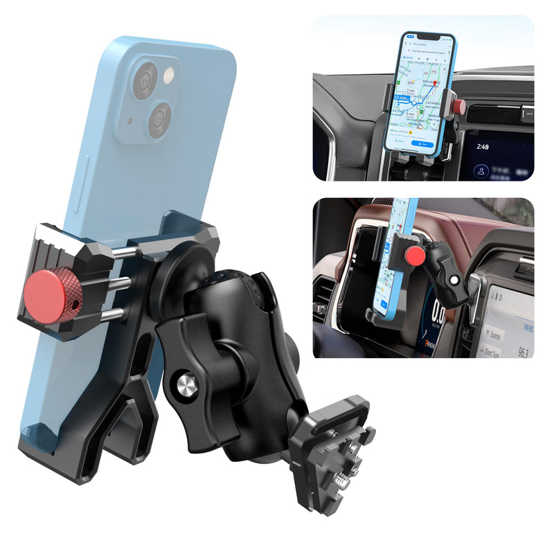 EASEORD Aluminum Vent Phone Mount Compatible with Ford F150 (2021-2026) | 2023-2026 Super Duty, 2022-2026 F150 Lightning XL & PRO|No Shake, No Block Airflow,360 Rotation for iPhone,Android&All Phones