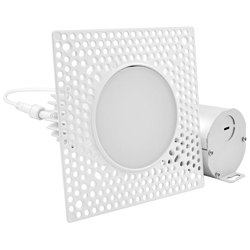 LUXRITE 3 Inch Trimless Recessed LED Light with Junction Box, 15W, 5CCT 2700K 3000K 3500K 4000K 5000K, Dimmable Spotlight, 1100LM, CRI 90, Damp Rated, IC Rated, Plaster Ceiling Light, ETL Listed