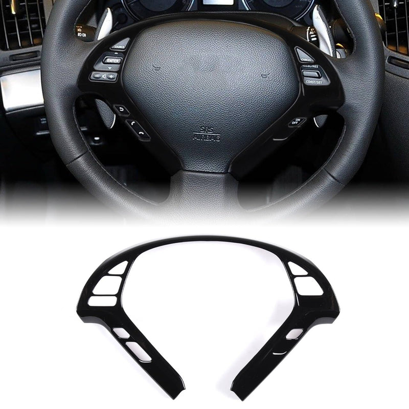 Car Button Frame Cover Trim Compatible with Infiniti G37 2007-2013, Car Panel Protection Frame Trim Decoration Accessories (Glossy Black) glossy black