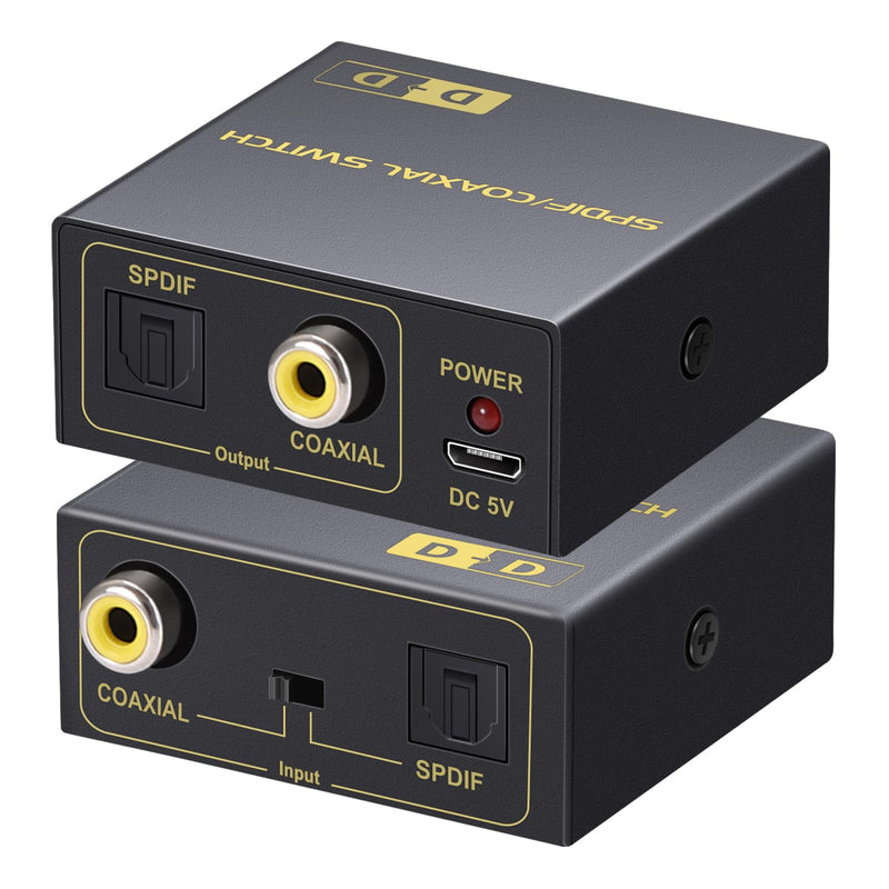 Optical to Coaxial Or Coax to Spdif Bi-Directional Audio Converter, Support Converter/Repeate/Splitter, with 1 Optical, 1 Coaxial Cable, 1 Power
