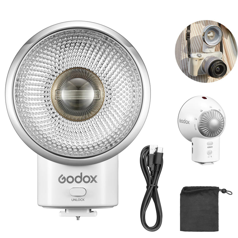 Godox Lux Elf Retro Camera Flash, GN6 6000K±200K CCT, 400 Flashes at Full Power, Built-in Lithium Battery, Support Type-C Charging, Compatible for Canon Nikon Sony Fuji Olympus Pentax Cameras