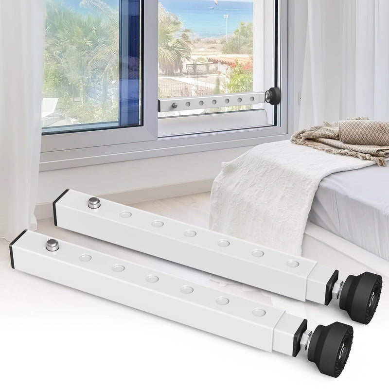 WooFog（Short）Window Security Bar Adjustable, Window Bars Security Inside, Window Lock Bar for Horizontal Sliding Windows, Window Locks for Up and Down Windows, Extends Form 11" to 18" (White-2 Pcs) 11" to 18" White -2 PCS