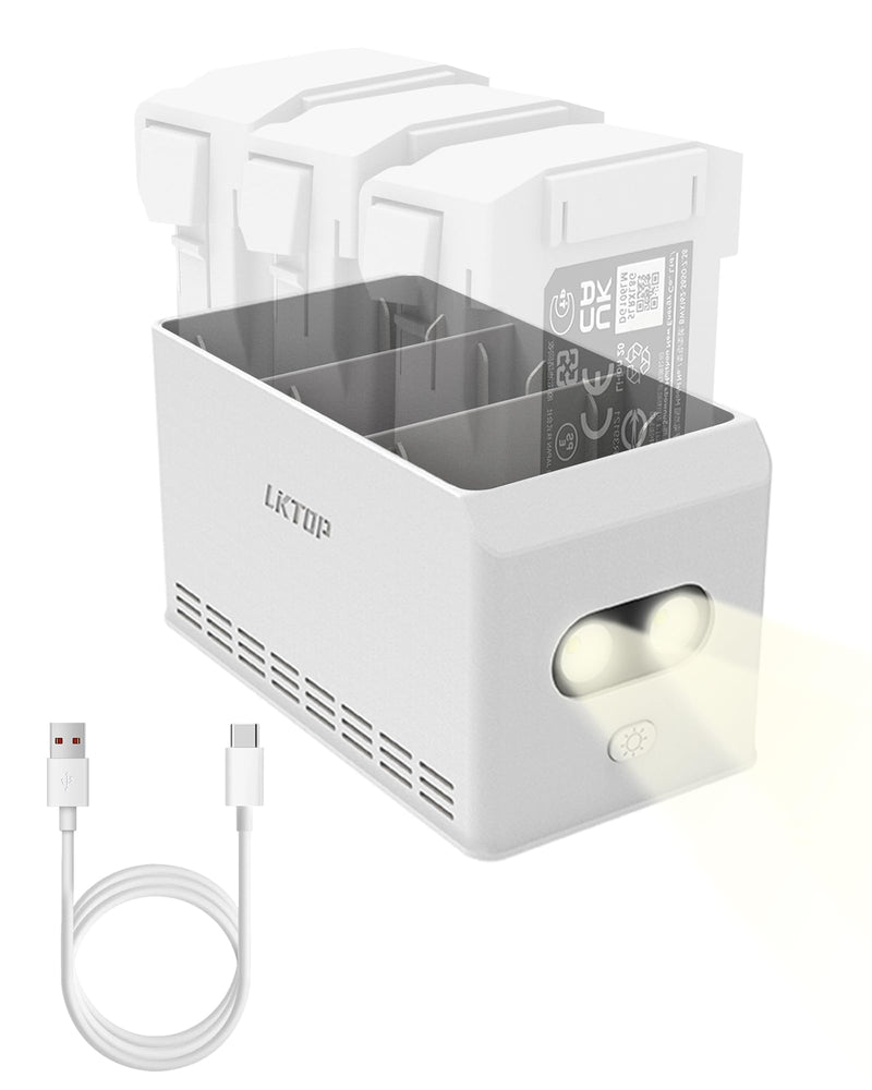Mini 3 /Mini 4 Pro Battery Charger Hub, 37W Fast Charging Two-Way Hub with Storage LED Light Alarm Mode for DJI Mini 3, Mini 3 Pro, Mini 4 Pro Charging Hub