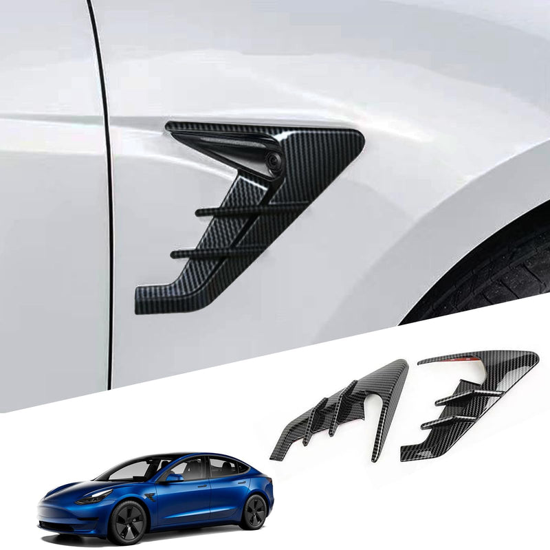 YHCDSEA for 2024 2025 Tesla Model 3 HW4.0 Side Camera Indicator Protection Cover Decoration Accessories fit for Tesla Model 3 with HW4.0 (Glossy Carbon Fiber Pattern) M3-Glossy Carbon Fiber Pattern