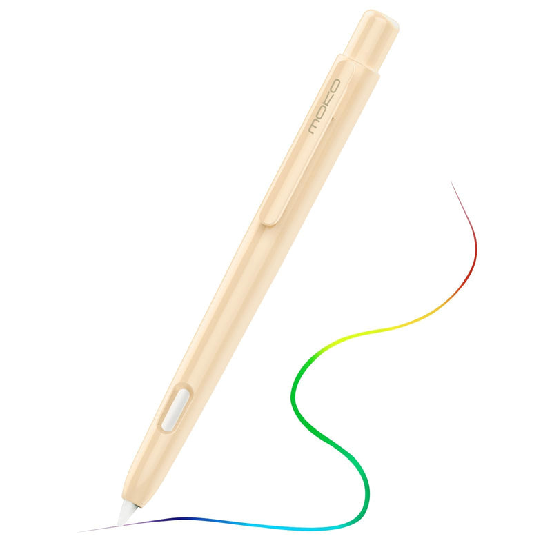  [AUSTRALIA] - MoKo Holder Case Compatible with Apple Pencil 2nd Generation, Retractable Protective Apple Pencil Cover with Sturdy Clip, Hard PC Apple Pencil Case, Support Double-Tap, Beige