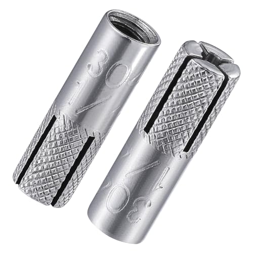 Wensilon(20 pcs) 1/4"-20 Premium Stainless Steel Drop in Anchors Assortment, Knurled Drop-in-Anchor for Solid Concrete, Internal Forced Expansion Screw Bolts SS 20