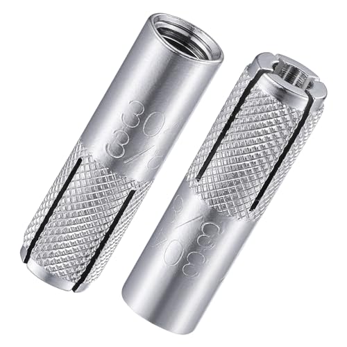 Wensilon(20 pcs) 3/8"-16 Premium Stainless Steel Drop in Anchors Assortment, Knurled Drop-in-Anchor for Solid Concrete, Internal Forced Expansion Screw Bolts SS 20