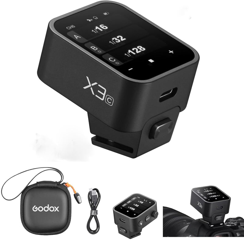 Godox X3 X3C TTL Wireless Flash Trigger for Canon Camera, Built-in Battery OLED Touchscreen, Built-in Lithium Battery