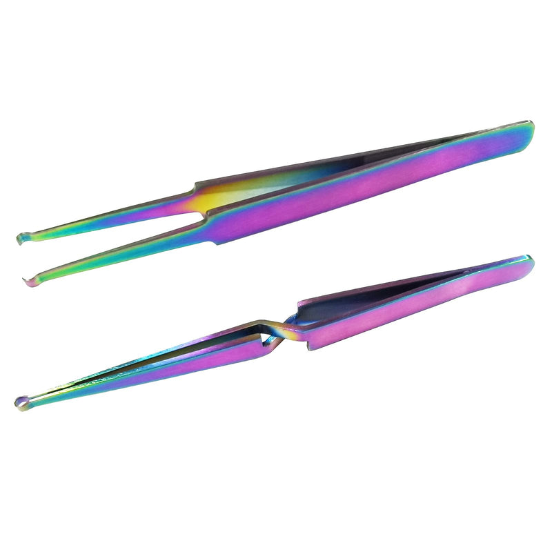 Lock Pin Tumbler Tweezers with Pin Groove Color Stainless Steel Reverse Action Tweezers for Lock Picking Pinning & Rekeying Tool Lock Pinning Cross Locking Tweezers(2Pcs) 2 Pcs Polychrome