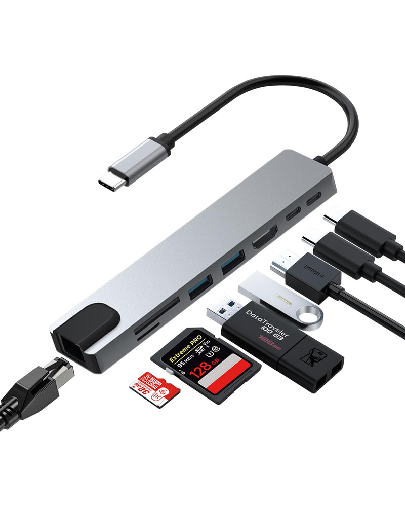 8 in 1 USB C Docking Station - 4K HDMI, 100W PD, 3 5Gbps Data Ports, TF/SD Card Reader, USB Hub for Laptop, MacBook Pro/Air/Mac/Dell/HP/ASUS/Acer/Steam Deck 8 in 1 USB C Docking Station