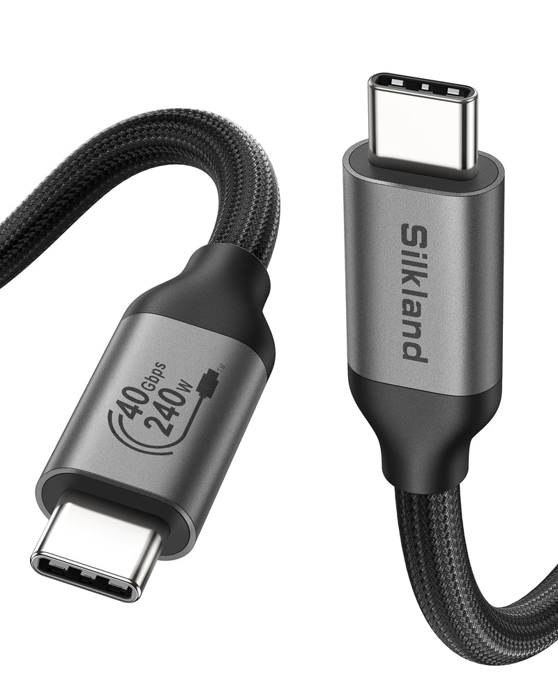 Silkland USB 4 Cable for Thunderbolt 4 Cable, 40Gbps Data Sync, 8K/5K@60Hz, 4K@240Hz, 240W Charging, NetBraid-48 USB C Monitor Cable 5FT, Compatible for MacBook, iPhone 17/16, Monitor, SSD, Docking
