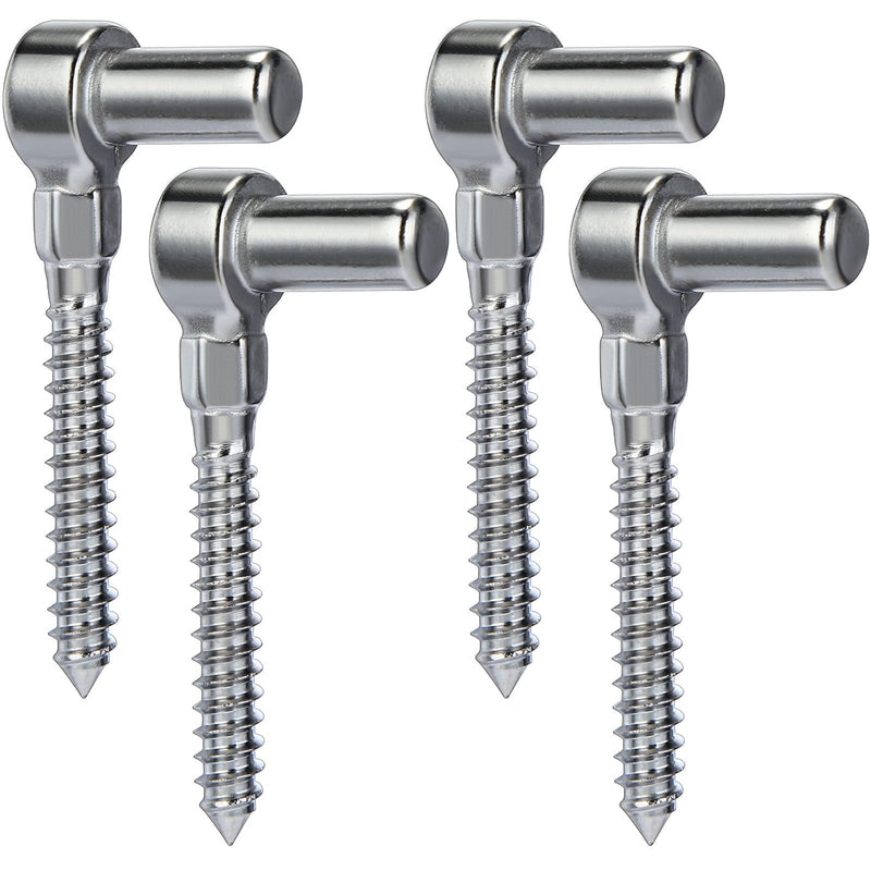 Zonon 4 Pcs Stainless Steel Gate Hinges for Farm Wooden Fences, 4-1/2'' One Piece Molding M16 Screw Eye Hook Hinge Bolts with Hole Dia 5/8 Adjustable Gate Sag (4.33 x 1.97 Inches)