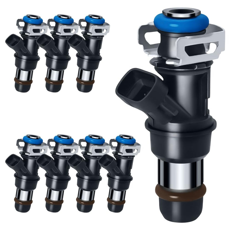 Upgraded 4 Holes Gas Fuel Injectors Fit For GMC: Yukon (XL)/Sierra, 1500 2500 3500, For Chevy: Tahoe/Express/Suburban/Silverado, For Cadi Escalade, V8 4.8L/5.3L/6.0L 2000-2006# 17113553(8 Pcs)