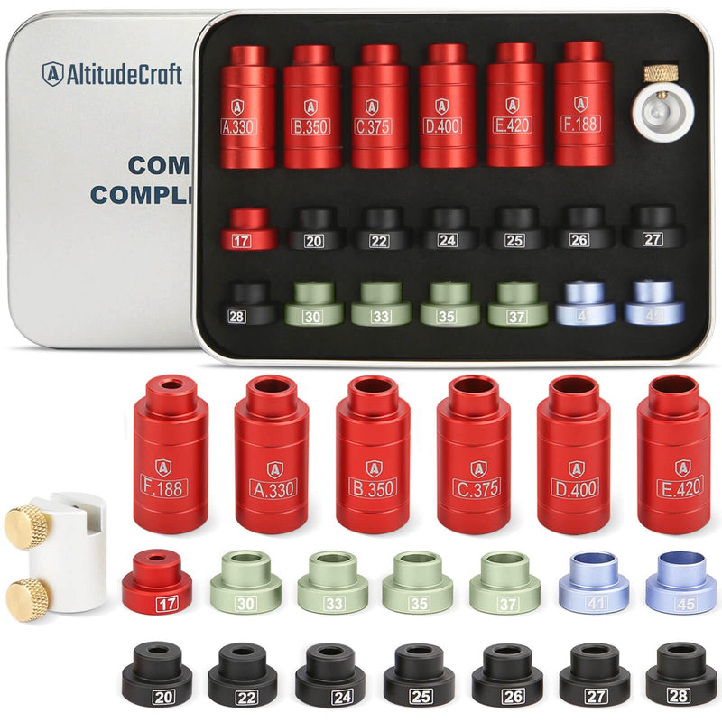 Bullet and Headspace Gauge Comparator Kit with 14 Inserts and 6 Bushings, Reloading Supplies and Equipment and Reloading Tool with Tin Box, Anodized Aluminum Headspace Comparator Kit