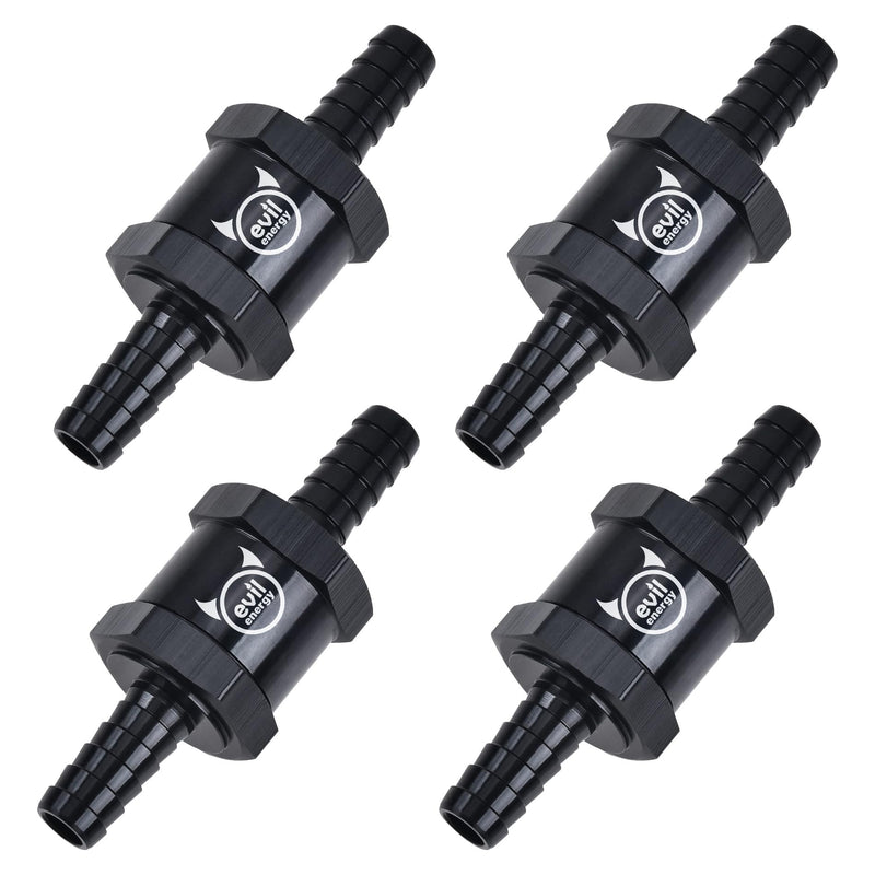 EVIL ENERGY 3/8" Fuel Check Valve One Way Inline Non Return Diesel Gasoline Black(10mm OD,4PCS)