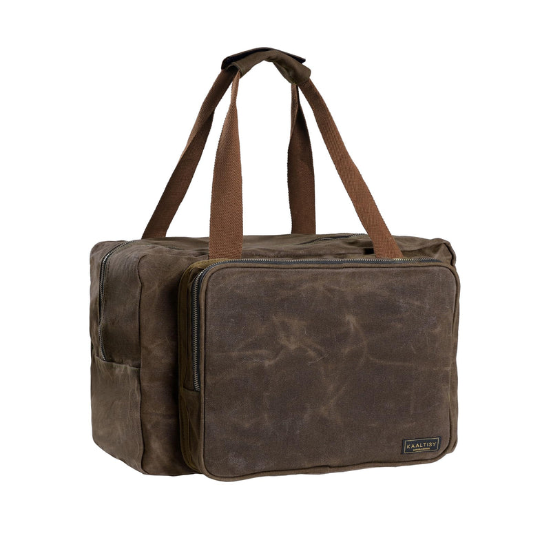Kaaltisy 16oz Waxed Canvas Tool Bag – Robust Zipper Garden Tools Tote with 3 Compartments & Padded Handle (Grey) – Tool Organizer for Gardening Wire Cutters Goggles Grey