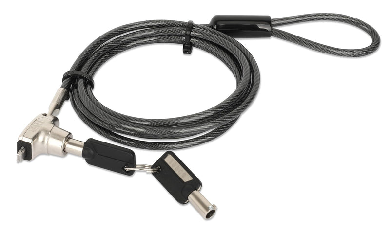 Manhattan Keyed Laptop Lock -with Long 6 ft Security Cable, Strong Cut Resistant Steel, 2 Keys Included - for Computer, Notebook, Displays, Projector – Lifetime Mfg Warranty- 440486