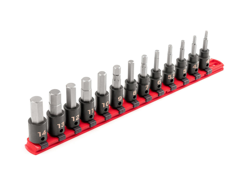 TEKTON 3/8 Inch Drive Hex Impact Bit Socket Set, 13-Piece | SIB91102 Hex Impact Bit Set 13-Piece Set (4 - 14 mm)