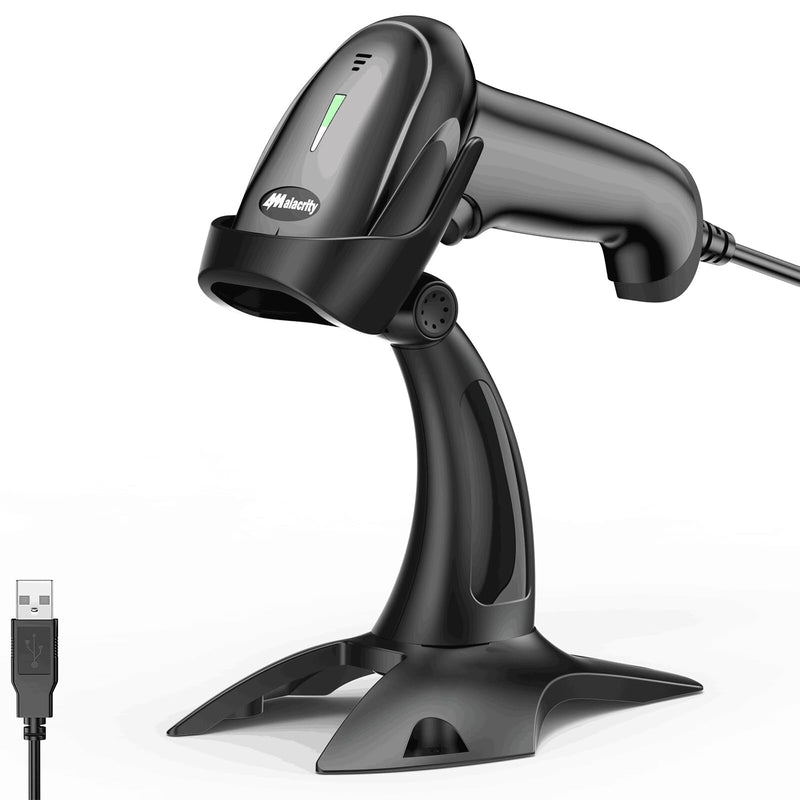 Alacrity 1D 2D Barcode Scanner with Adjustable Stand Handheld Handsfree USB QR Barcode Reader Wired Plug and Play Automatic Scanning Available CMOS Image Bar Code Reader 2D with Stand USB
