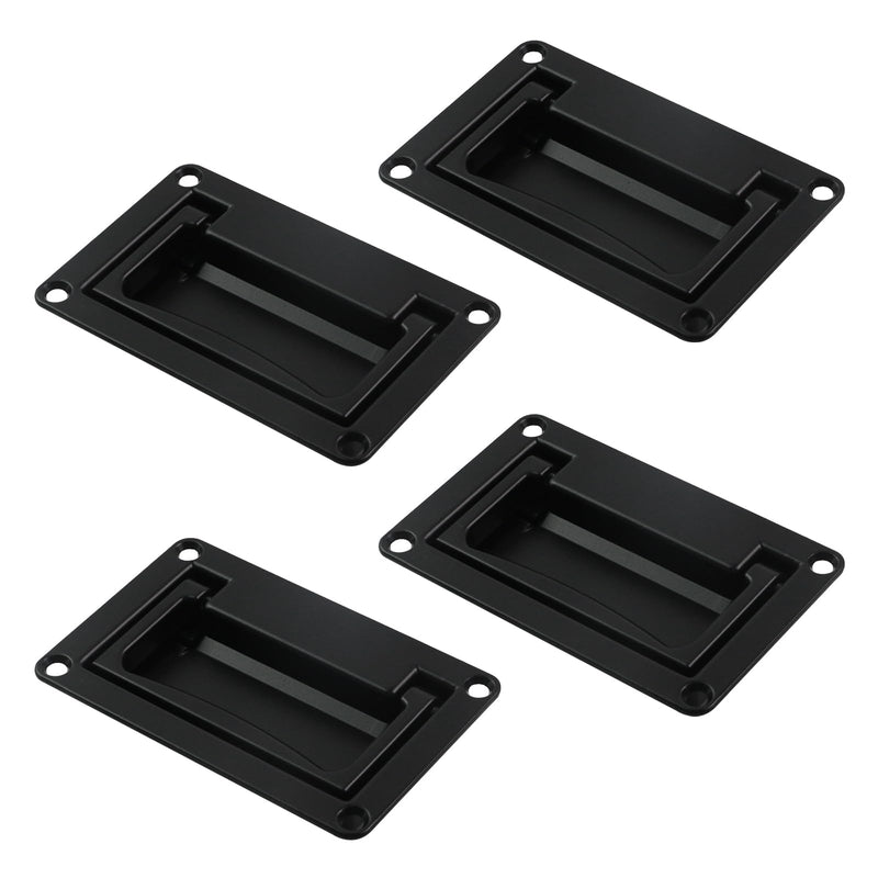 4Pcs Black Recessed Pull Zinc Alloy Flush Lift Recessed Door Handle | for Toolbox Chest Case 4.33"x2.75"/110x70mm,for Case, Chest, Cab Speakers, Heavy Guitar Amp, Custom Box 4.33 x 2.75 inches (4-Pack)